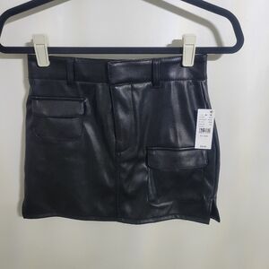 Pacsun Black Faux Leather Cargo Mini Skirt Size XS